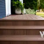 Front entry PVC Decking in Amberwood by Winnipeg Deck builder Oc Decks